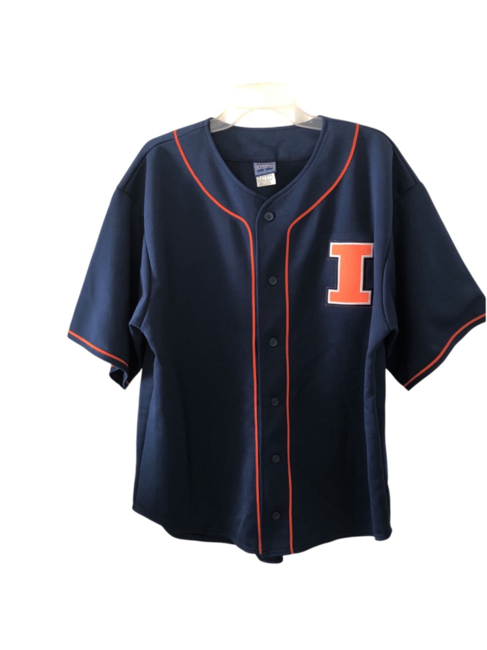Size L CHAMPS Illinois Fighting Illini Fan Baseball Jersey Big Logo Vintage NCAA